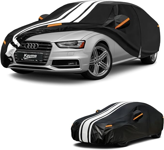 Kayme Heavy Duty Car Cover Custom Fit for Audi A4/S4 Sedan (1994-2026) Waterproof All Weather for Automobiles, Gift with Tape/Towel, Outdoor Full Exterior Cover Rain Snow Sun UV Protection.