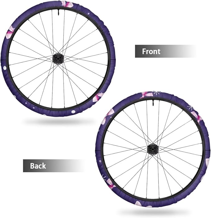 Snowflake Pink Bowknot Wheelchair Wheel Covers Non-Slip Wheelchair Accessories Tyre Covers to Protect Floors Carpets Fits 24" Wheels Set of 2 Pairs Xmas Decor