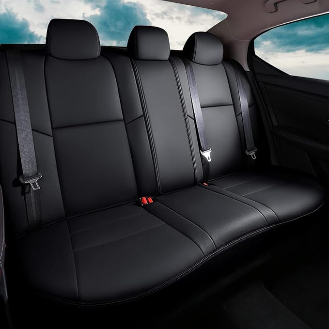 AOMSAZTO Seat Covers for Nissan Sentra: 2020 2021 2022 2023 2024 2025 S SV | Custom Fit Full Set Leather Cushion Car Seats Cover Black