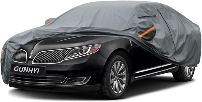 GUNHYI Premium Car Cover Custom Fit Lincoln MKS, 16 Layers Heavy Duty Car Cover Waterproof All Weather with Zipper Door for Sun Rain Snow Dust Uv Protection