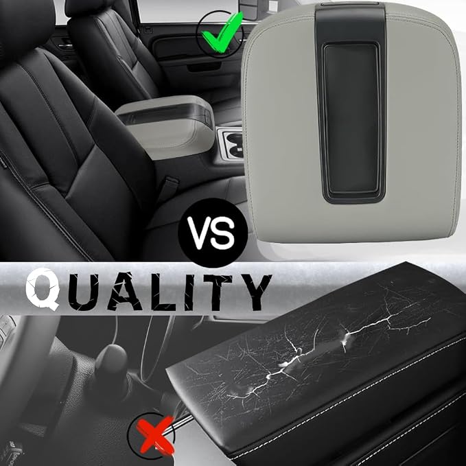 Upgrade Center Console Armrest lid Cover for Chevy GMC, 19328717, Gray | For Silverado/Sierra 1500 2500HD 3500HD 2007-2013, Suburban1500/2500HD/3500HD, Avalanche, Yukon/Yukon XL & Tahoe 2007-2014