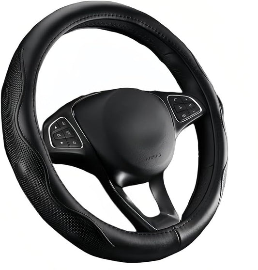 Leather Steering Wheel Cover 15.5–16 Inch for Truck | Non-Slip Silicone Lining, Ergonomic Grip – Fits Ford F-150, RAM 2500, Silverado, Jeep & Trucks/SUVs