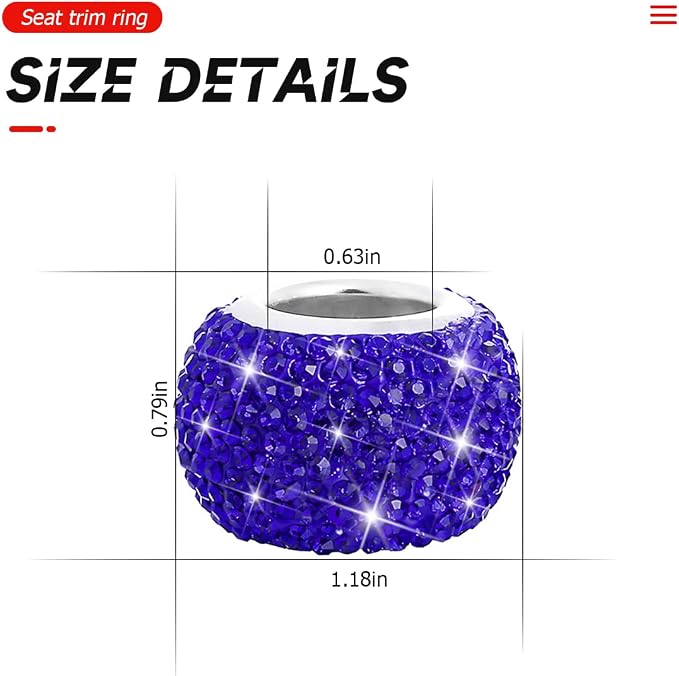 BELOMI 4 Pack Car Headrest Collars, Bling Car Head Rest Collars Rings Decor, Rhinestone Car Head Rest Collars, Diamond Interior Car Seat Accessory (Dark Blue)