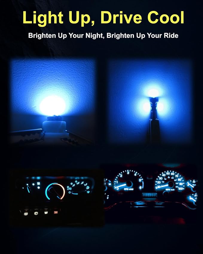 16 Pieces Interior Gauge Cluster Bulb +AC Climate Control HVAC LED Lights Kit with Sockets, Crisp Ice Blue Interior Upgrade, Fits Jeep Wrangler TJ 1997-2006