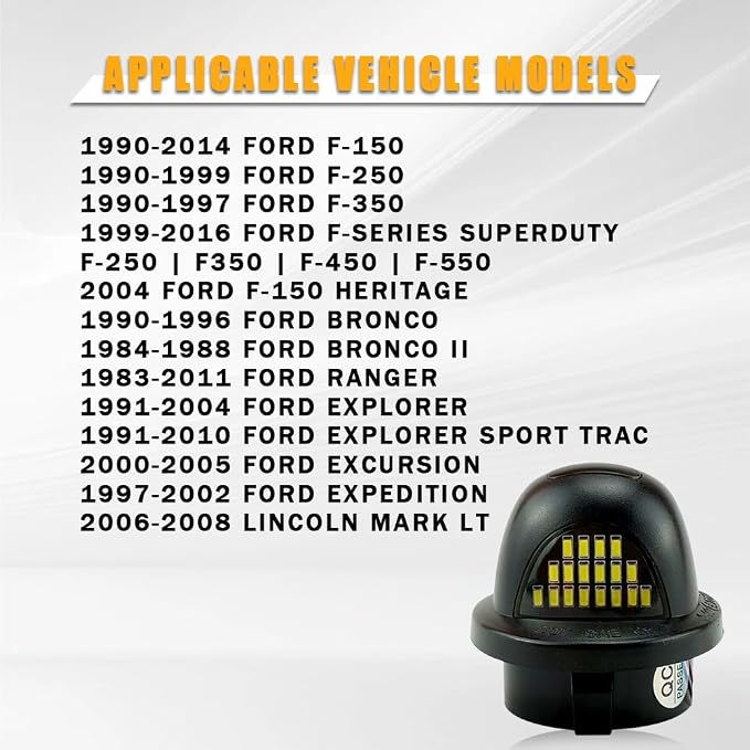 2 pcs Error Free LED License Plate Light For Ford F150 F-150 Raptor 2015-2018 Car Number Plate Lamp Clear Lens White 6000K (For f150 wihte+red)