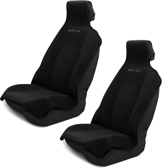 DryvaSeat - Premium Microfiber Towel Car Seat Cover - Waterproof & Sweatproof - Universal Fit, Machine Washable, Non-Slip - Seat Protector for Car, Truck, SUV, Van (Shadow Black, 2 Pack)