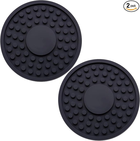 2 Pack Anti-Slip Car Cup Holder Mat – 2.75 Inch Silicone Drink Coaster, Secure Fit for Cars & Trucks – Cute Interior Decor for Women & Girls (Black)
