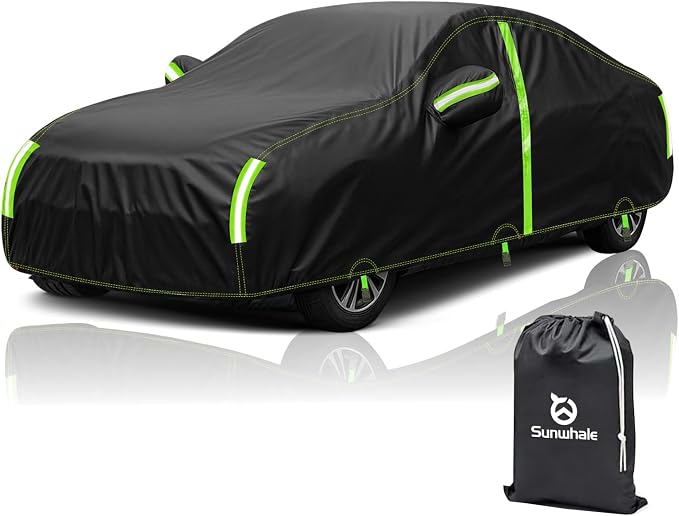 Car Cover Waterproof All Weather -Outdoor Car Snow Cover Snowproof UV Protection Windproof - Winter Rain Heavy Duty Full Car Covers Universal Fit for Sedan Length Up to 188 inch