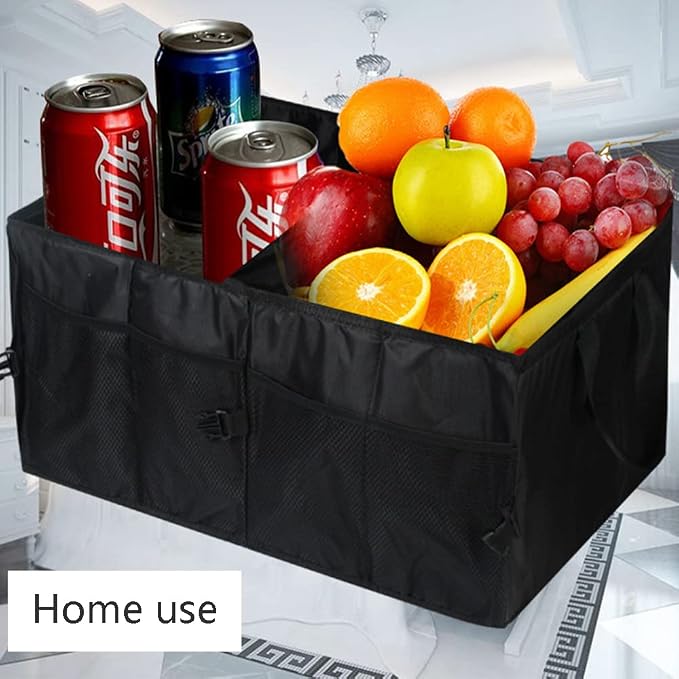 Trunk Organizer Car Basket for Car SUV Sedan Home Groceries | Trunk Storage Tote Organizer Small Collapsible Bins for Family House Groceries Snack Cleaning Tools First Aid Kit