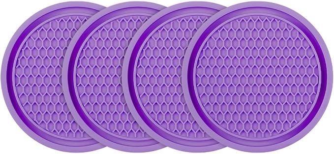 4 Pack Car Cup Holder Coaster, 2.75 Inch Diameter Non-Slip Universal Insert Coaster, Durable, Suitable for Most Car Interior, Car Accessory for Women and Men (Purple)