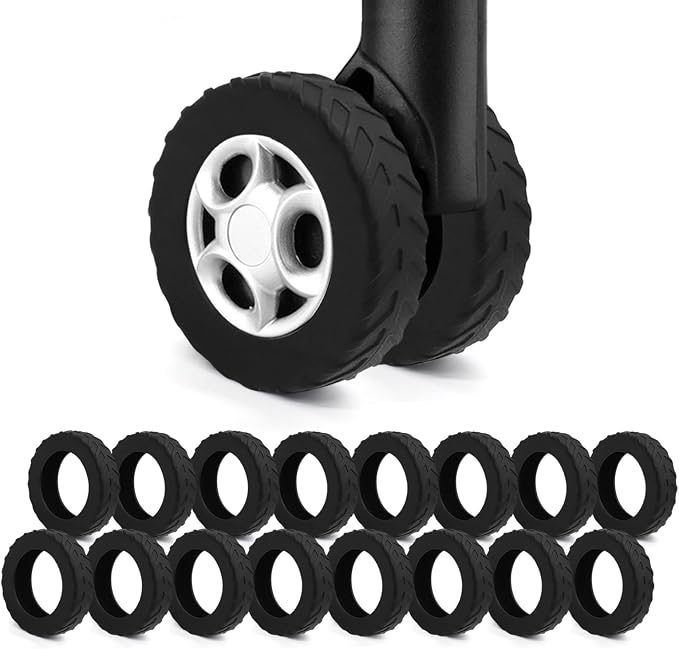 UMUST 16Pcs Luggage Wheel Covers,Silicone Suitcase Cover for 2-2.4'' Spinner Wheel, Carry On Luggage Wheels Protector,Upgrade Suitcase Wheels Protective,Essential Travel Accessories(Black)