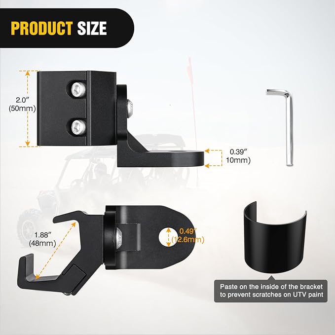 Nilight UTV Whip Light Mount Flag Antenna Mounting Bracket Adjustable for Pro-fit Cage Compatible with Polaris Ranger General Can am Defender Commander Maverick Trail/Sport