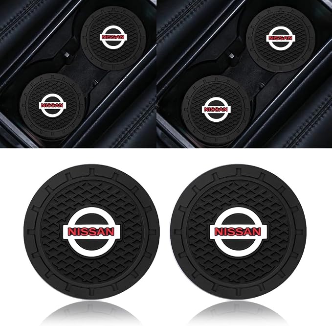 2PCS Car Cup Holder Coasters, Silicone Car Coasters Non-Slip Vehicle Car Coasters Cup Mats for Interior Accessory, Work Nissan Qashqai Versa Sentra Altima Rogue Murano Frontier Pathfinder Titan,2.75''