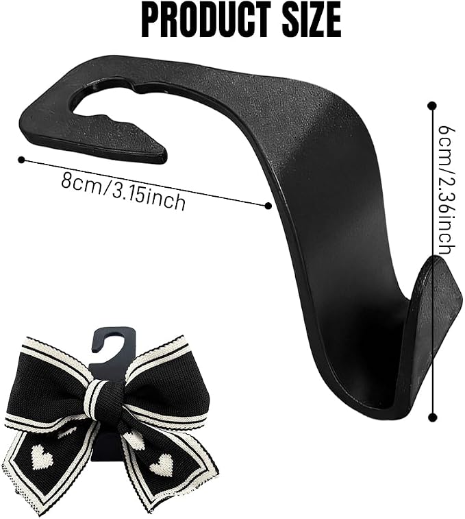 2PCS Car Seat Headrest Hooks, Car Purse Hook, Cute Bow Knot Vehicle Seatback Hanging Storage Organizer, Auto Seatback Decor Organizer Hanger for SUV Truck (Black/White)