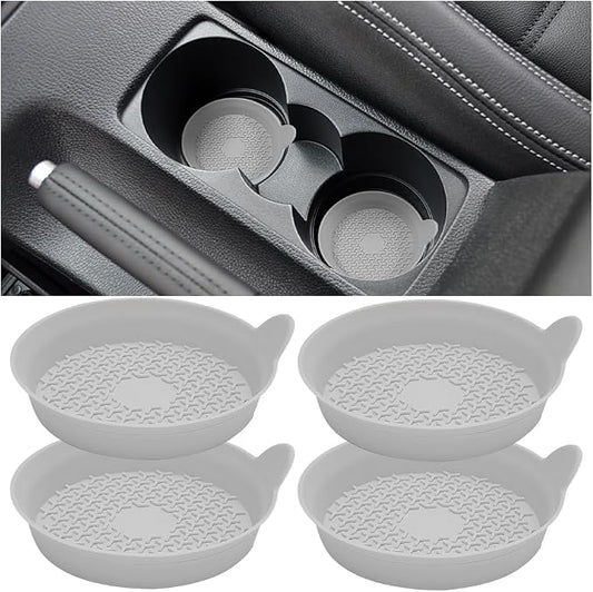 Mandark Car Cup Holder Coasters, Non-Slip Silicone Vehicle Insulation Drink Mat, Waterproof Sift-Proof Spill Recessed Automotive Interior Cup Insert Pad Accessories, Universal Fit (Gray)