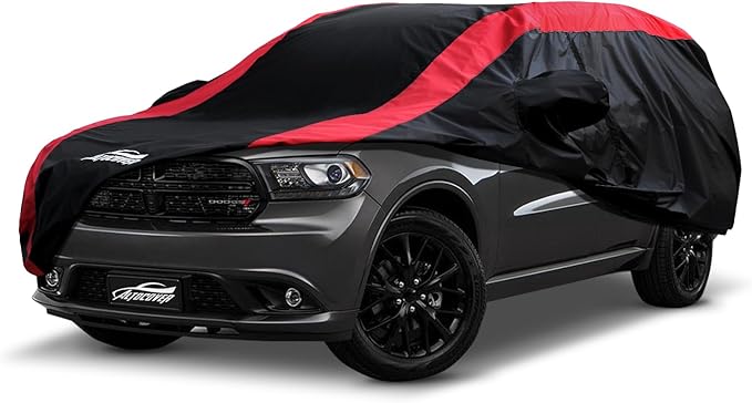 Car Cover Custom Fit Dodge Durango 2004-2025, SUV Cover Waterproof All Weather with Red Strip Design for Rain, Sun, Snow, Dust Protection