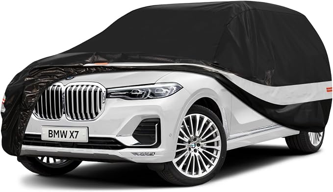 10 Layers SUV Car Cover Custom Fit for BMW X7 (2018-2026) Waterproof All Weather for Automobiles, Outdoor Full Cover Sun UV Rain Protection with Cotton.Black