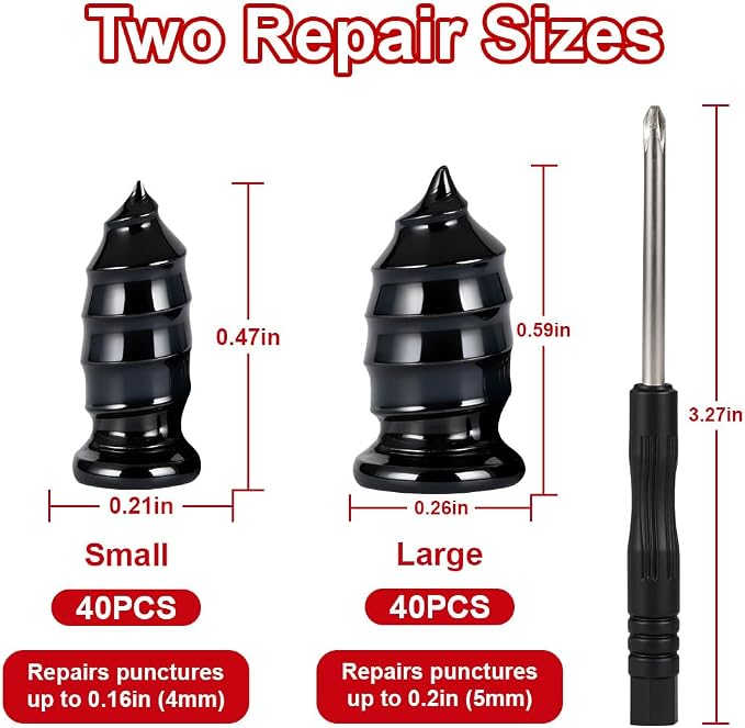 84pcs Tire Repair Rubber Nail Kit, Screw in Tire Plugs for Puncture & Hole, Emergency Screw-Type Plug Rubber Nails Tool Kit for Car, Motorcycle, Truck, Auto, Utv, Tractor Tubeless Flat Repair