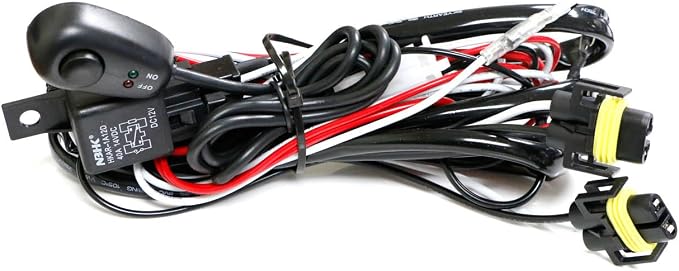 iJDMTOY H11/H8 Relay Harness Wire Kit with LED Light ON/Off Switch Compatible with Automtive Driving Light, Fog Light, Off-Road Lighting, etc