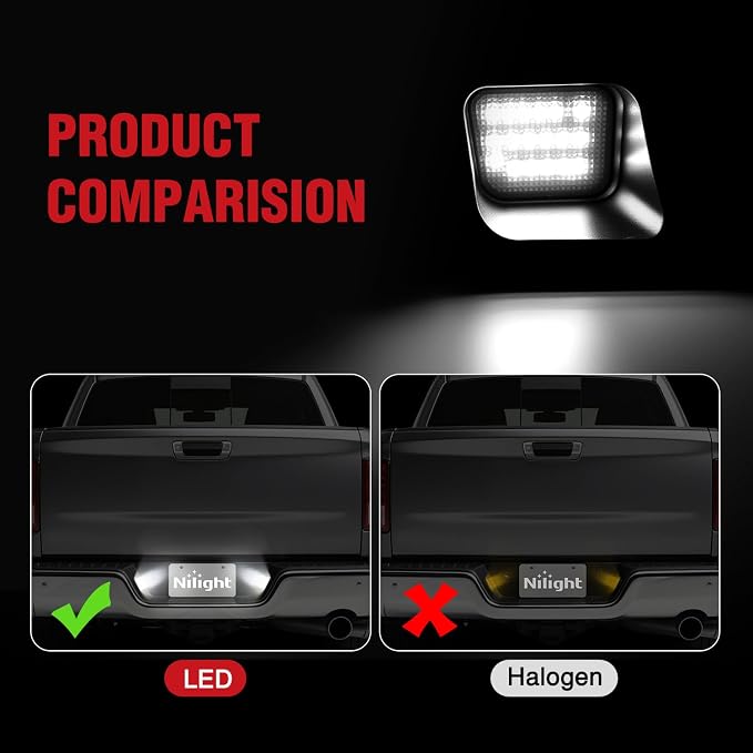 Nilight License Plate Lights Compatible with 2003 2004 2005 2006 2007 2008 2009 2010 2011 2012 2013 2014 2015 2016 2017 2018 Dodge Ram with Smoke Lens Black housing 6000K White 2PCS Pack