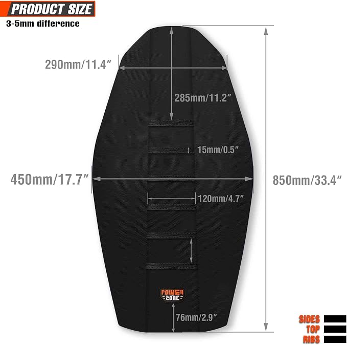 Motorcycle Universal Seat Cover Non-Slip Rubber Striped Gripper Soft Sewing for CRF WR WRF RMZ YZF SXF EXC EXC XC SX CR KLX Dirt Pit Bike Motocross Off Road (Black)