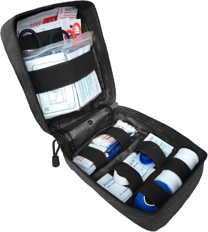 First Aid Kit EMT Medical IFAK Pouch Molle Tactical Med Emergency Bag Black | Molle Tactical Trauma Utility Emergency Kits for Camping Home Car Hiking Hunting