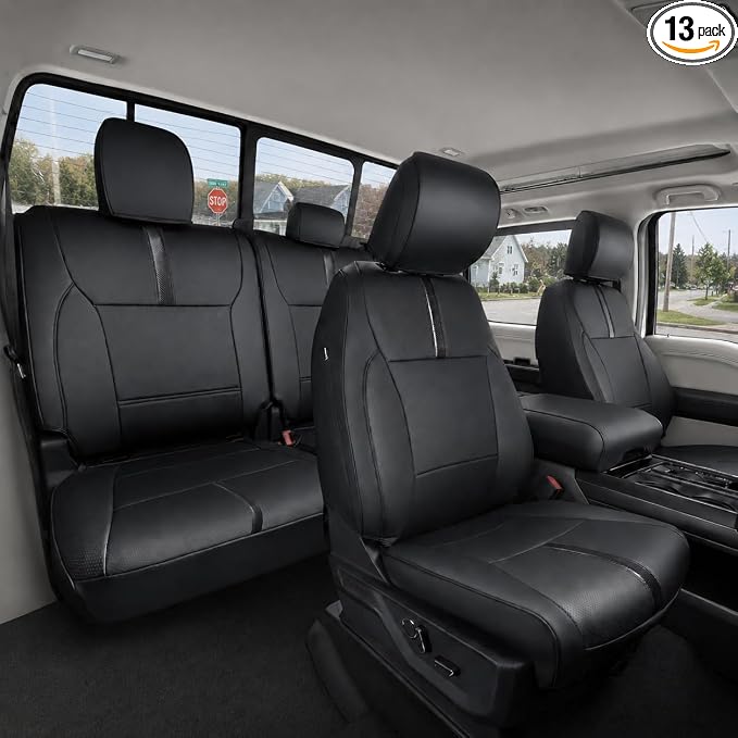 CreekT® Full Set Seat Covers for Ford F150 2015-2026, Waterproof Pickup Custom Fit Faux Leather Seat Covers for Ford F-150 Accessories 2021 2022 2023 2024 2025 2026 Super Crew/Crew Cab(XL,XLT)