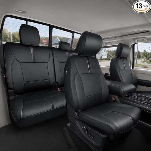 CreekT® Full Set Seat Covers for Ford F150 2015-2026, Waterproof Pickup Custom Fit Faux Leather Seat Covers for Ford F-150 Accessories 2021 2022 2023 2024 2025 2026 Super Crew/Crew Cab(XL,XLT)