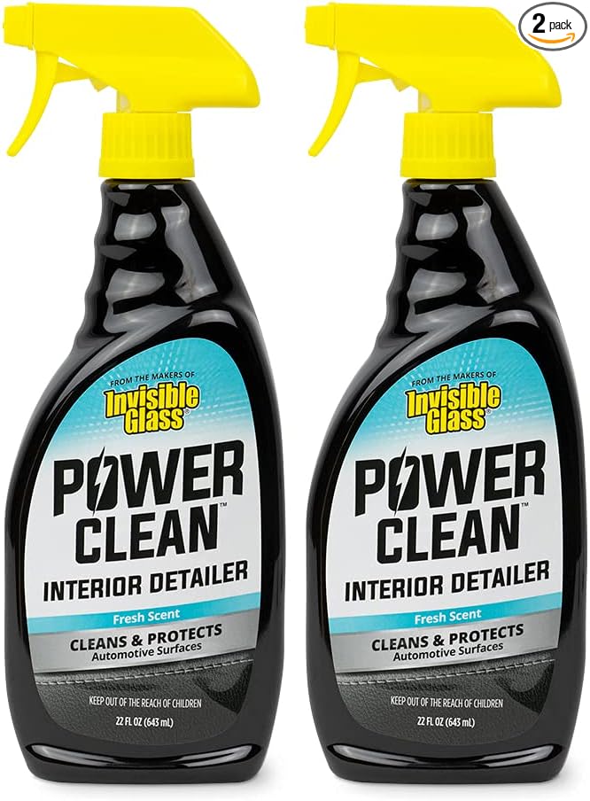 Invisible Glass 92024-2PK Power Clean Interior Detailer Cleaner & Protectant – Cleans, Conditions & Restores Plastic, Vinyl, Rubber & Carbon Fiber – OEM Finish, Fresh Scent – 22 fl oz (Pack of 2)