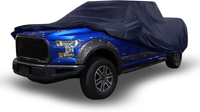 ACROPIX Car Cover Waterproof All Weather Full Exterior Cover Rain Hail Sun Protector Car Cover Navy Blue Fit for Toyota Tacoma Crew Cab 4DR 6.1FT with Door Zipper - Pack of 1