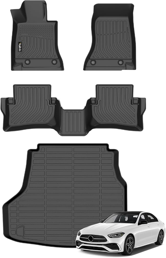 Wailtnb-Mats for Mercedes Benz C Class 2022-2026 (Fit Sedan Only) C300/C43 AMG/C63 AMG S E Floor Mat Cargo Liner All Weather Floor Liner Car Mat for C-Class Custom Fit Automotive Full Set Accessories