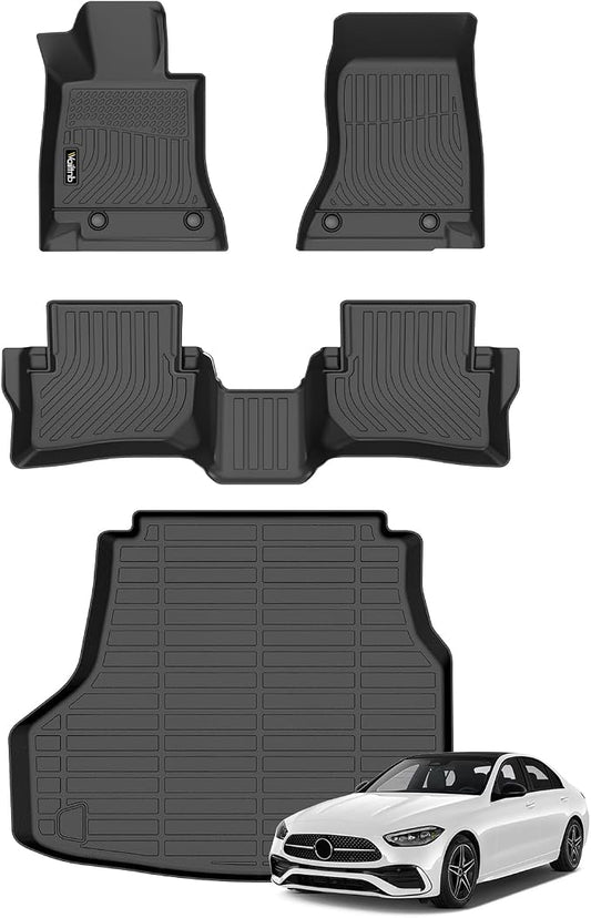 Wailtnb-Mats for Mercedes Benz C Class 2022-2026 (Fit Sedan Only) C300/C43 AMG/C63 AMG S E Floor Mat Cargo Liner All Weather Floor Liner Car Mat for C-Class Custom Fit Automotive Full Set Accessories
