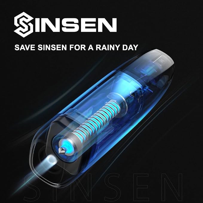 SINSEN Car Window Breaker Seat Belt Cutter, Emergency Safety Life Hammer Tool to Break Glass, Portable Escape Kit, 2 Pack(Black+White)