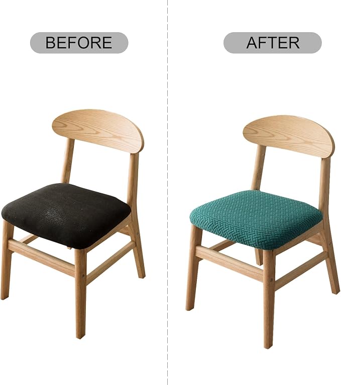 Genina Seat Covers for Dining Room Chair Seat Slipcovers Kitchen Chair Covers (Teal, 4 Pcs)