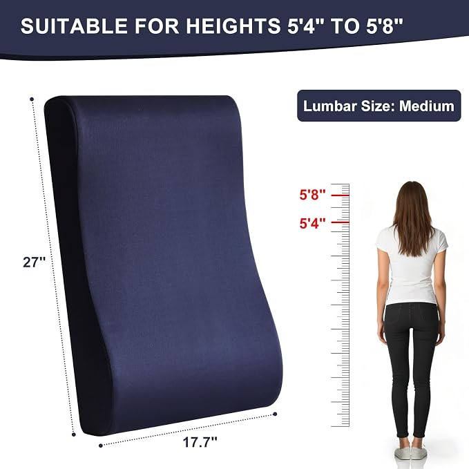 2-in-1 Neck Pillow Lumbar Support Pillow for Recliner Couch& Glider Chair - High Resilient Foam Ergonomic Back Support for High-Back Rocking Chairs, Glider Rocker Replacement Cushions Navy M