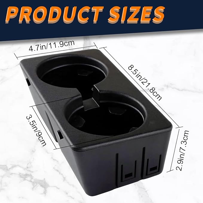 9154712 Cup Holder Compatible with Chevy Silverado Tahoe | Front Console Dual Cup Holder Insert Compatible with 2007-2013 Silverado Avalanche Sierra, 2007-2014 Suburban Tahoe Escalade