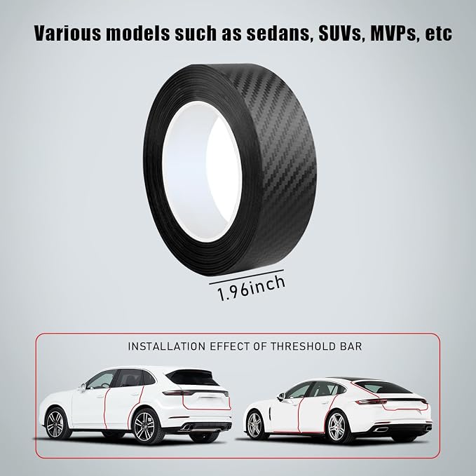Car Door Edge Trim,Universal Door Sill Protector,Carbon Fiber Front/Rear Bumper Guard,Automotive Scratch Cover Strip Sticker,Car Exterior Accessories for Most Cars(1.97" x33FT,Carbon Fiber)