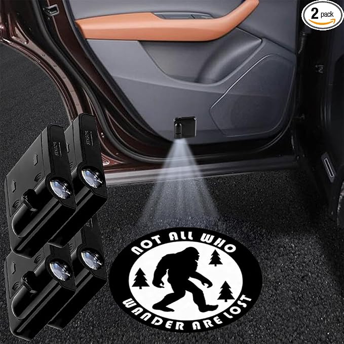 2PCS Car Door Lights,Bigfoot Door Lights Logo Projector LED Shadow Welcome Lamp,Big Foot Sasquatch Car Accessories Sasquatch Gifts for Men Women,Suitable for All Vehicles Motorcycle Bike