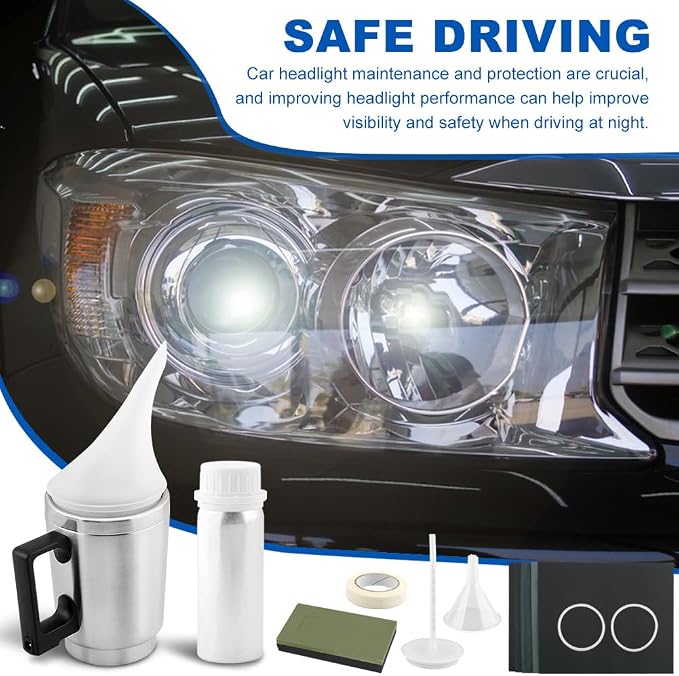 Saycker Car Headlight Restoration Kit, Auto Headlight Lens Polish Repair Kit Atomizing Cup Headlight Renovation Tool Auto Restore Kit, Headlight Restoration Wipe & Washer Kit