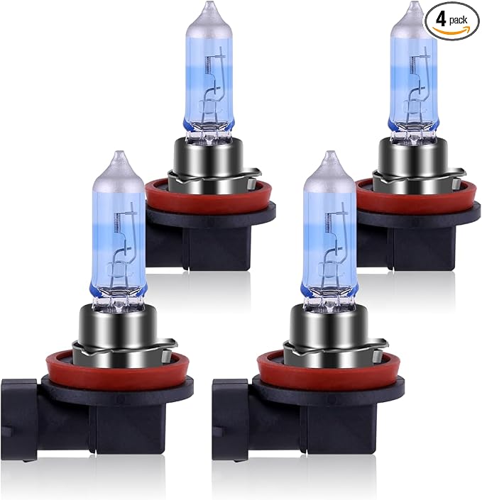NEWBROWN H11 Headlight Bulb H11 Halogen Headlight Bulb 5000K Super White Light Long Life Replacement PGJ19-2 12V/55W (H11, 4 Pack)