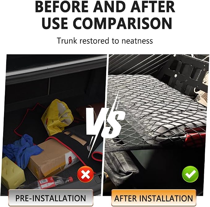 Cargo Net for SUV,Upgraded Highly Elastic Truck Cargo Net with Trunk Net Hooks - Stretch to 62.99"X47.24",Premium Truck Bed Netting for Cargo for Car Organizer and Storage (31.1"x22.8")