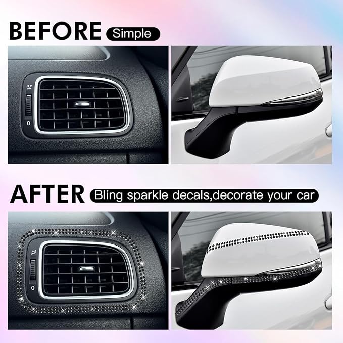 16.4Ft Bling Car Trim Self Adhesive Bling Rhinestone Car Accessories for Women Glitter Crystal Rhinestone Cars Interior Exterior Accessories Sticker DIY Cars Dashboard Diamond Decor for Women (Pink)