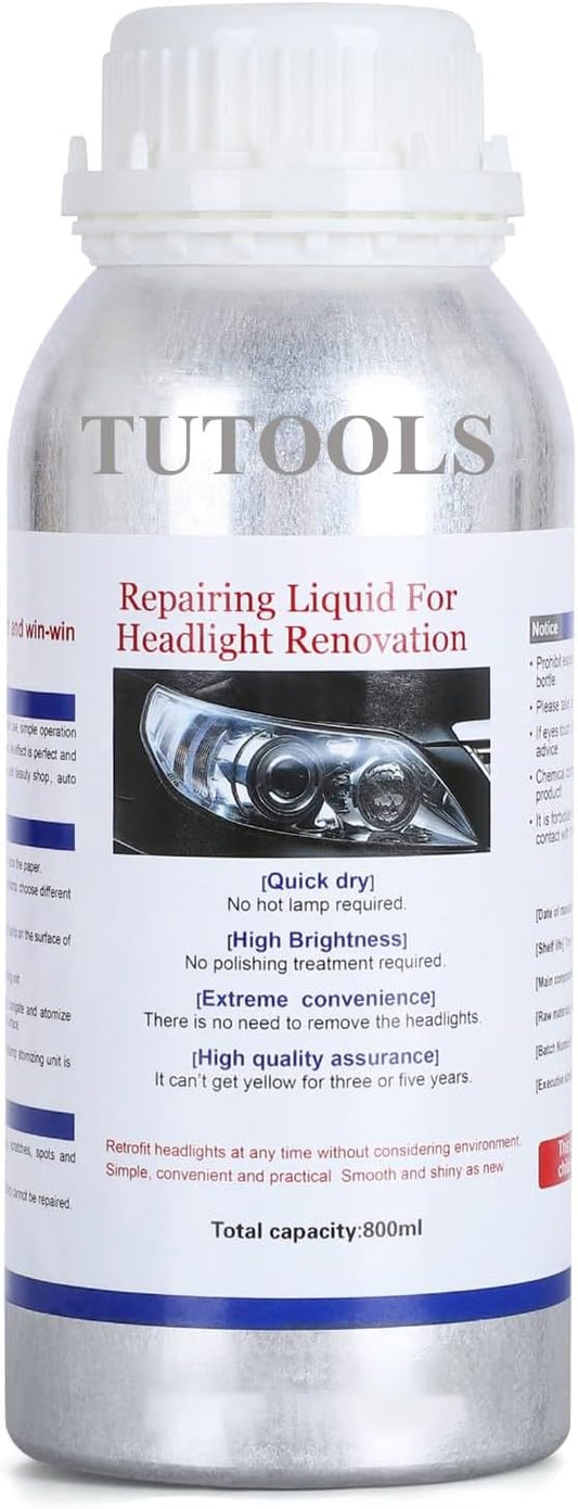 600ML Headlight Restoration Liquid,Automobile Headlight Lens Polish Repair Liquid, Car Headlight Scratch Restoring Fluid for Repair Headlight Yellowing, Haze, Scratches
