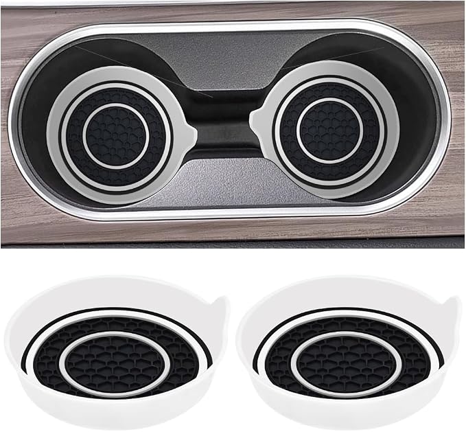 Mandark Car Cup Holder Coaster, 2.75 Inch Non-Slip Vehicle Cup Holder Insert Mats, Dustproof Automotive Interior Console Cup Insulated Pads Accessories, Universal for SUV, Sedan, Truck (White)