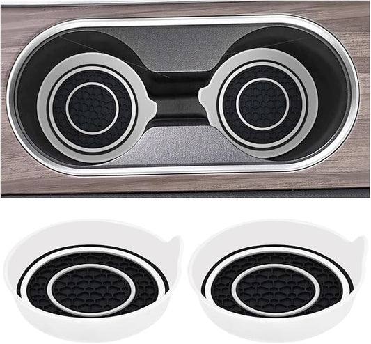 Mandark Car Cup Holder Coaster, 2.75 Inch Non-Slip Vehicle Cup Holder Insert Mats, Dustproof Automotive Interior Console Cup Insulated Pads Accessories, Universal for SUV, Sedan, Truck (White)