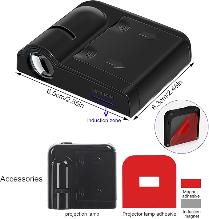 Custom Car Door Projector Light, 2 Pcs Wireless LED Welcome Courtesy Lights | Car Light with Personalized Photo Text, Universal Fit HD Projection Ghost Shadow Puddle Light for All Car, Magnetic induction