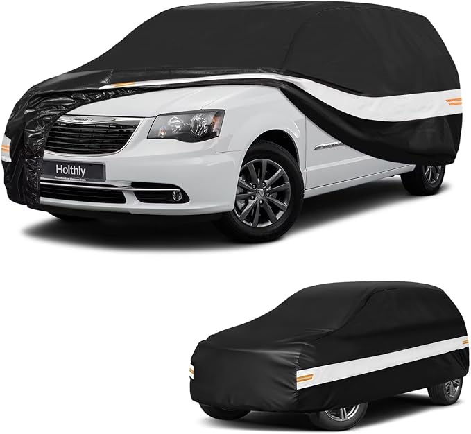 10 Layers Minivan Car Cover Custom Fit for Chrysler Town & Country, Voyager,Grand Voyager, Waterproof All Weather for Minivan, Outdoor Full Cover Sun Dust Rain Protection.Black