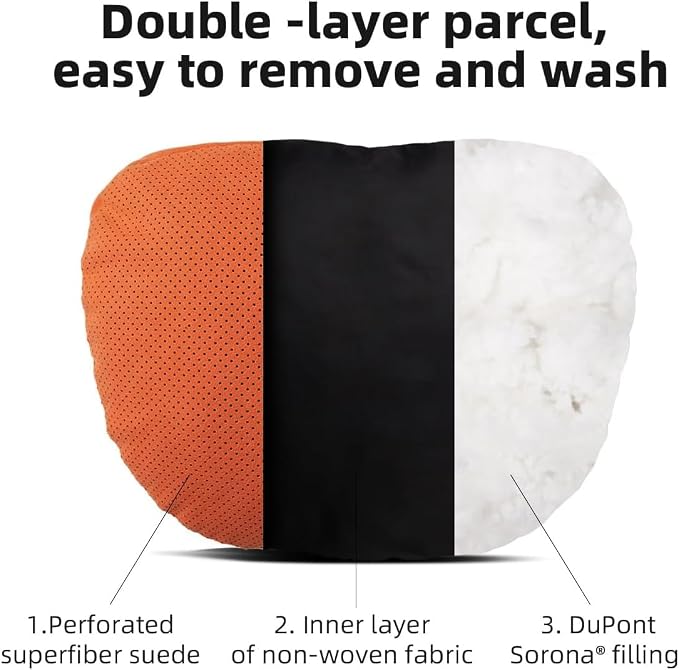 2 Pcs Car Headrest Neck Pillow for Driving,Universal Premium Suede Leather Soft and Comfortable Headrest,Three Gears of Height Adjustment Car Seat Headrest Pillow Car Interior Accessories