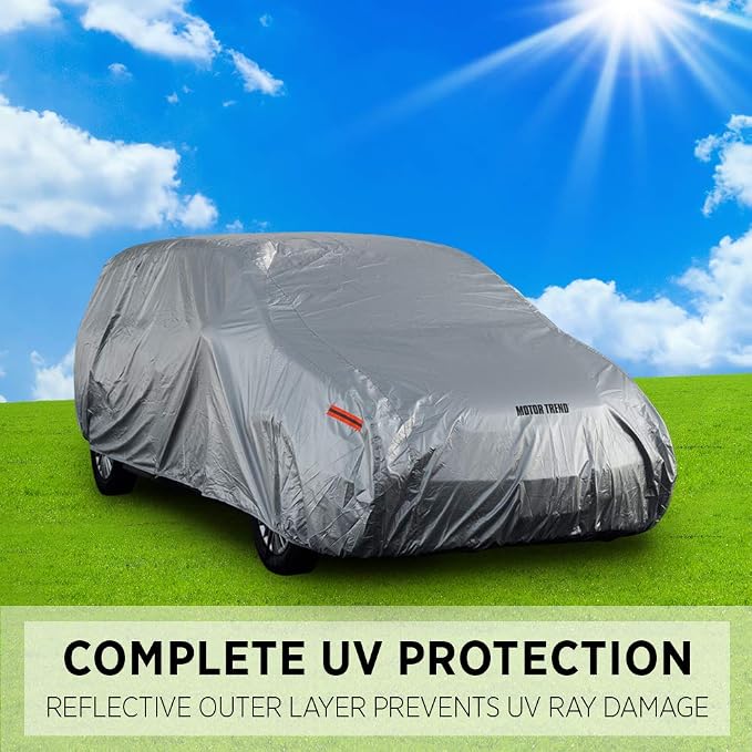 Motor Trend OV-741-XL1 TrueShield Waterproof SUV & Van Cover-Heavy Duty Outdoor Fleece-Lined Sonic Coating-Ultimate 6 Layer Protection (L-max Length 200")