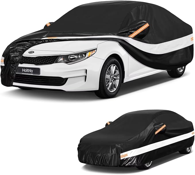10 Layers Car Cover Custom Fit for KIA Optima KIA K5(2000-2026), Waterproof All Weather for Automobiles, Outdoor Full Cover Sun Dust Rain Protection with Cotton. Black